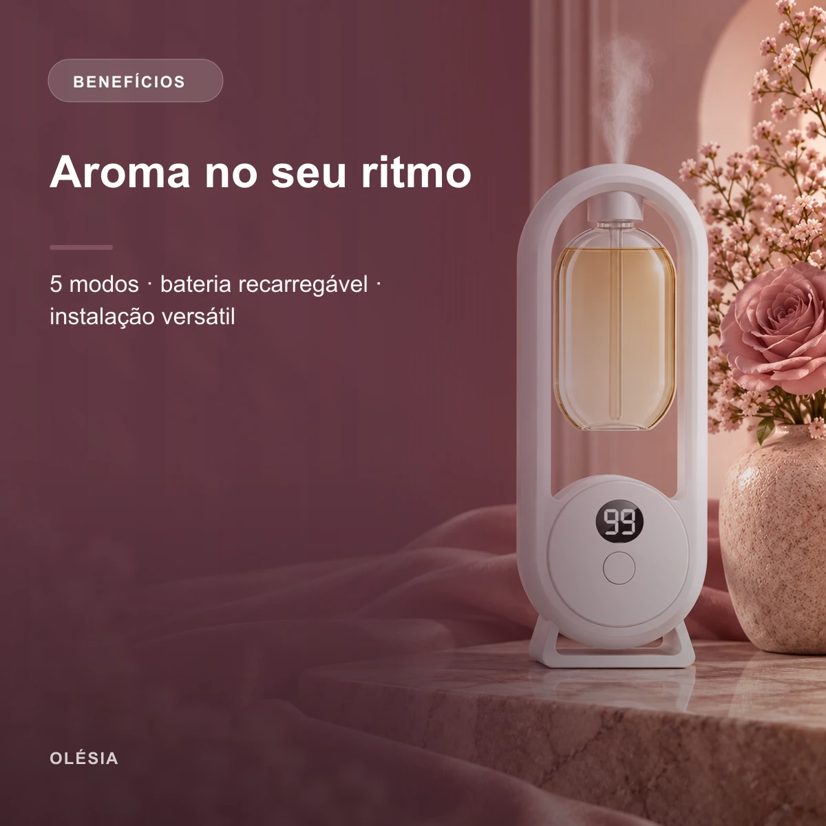 Visão geral dos benefícios de Difusor Aromatizador Inteligente Ultrassônico