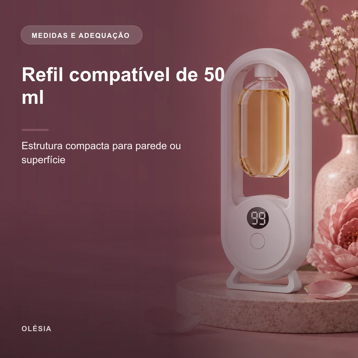 Medidas e adequação de Difusor Aromatizador Inteligente Ultrassônico