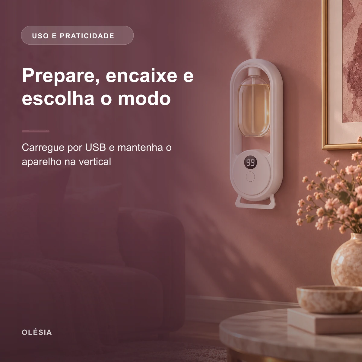 Uso e praticidade de Difusor Aromatizador Inteligente Ultrassônico